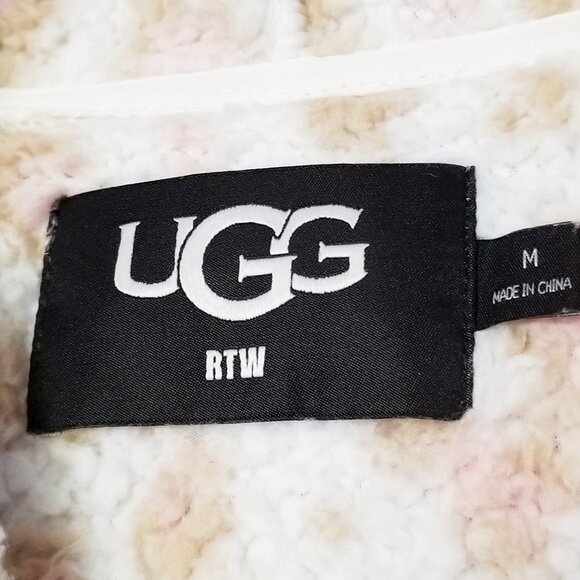 UGG Lora Sherpa Hoodie Size M Cozy Soft Warm Fleece Pocket Leopard Lounge $98 - Picture 11 of 15
